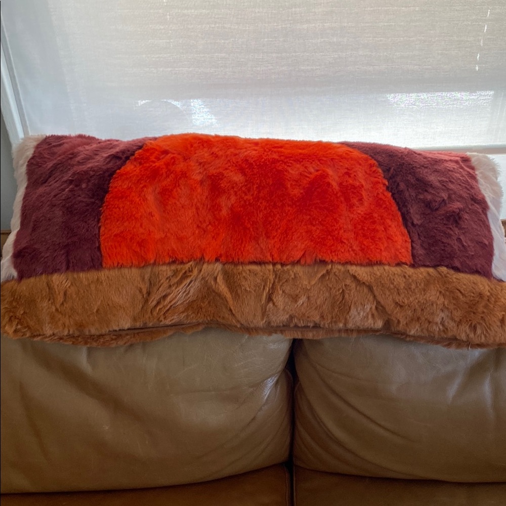 Anthropologie Multicolor Faux Fur Pillow